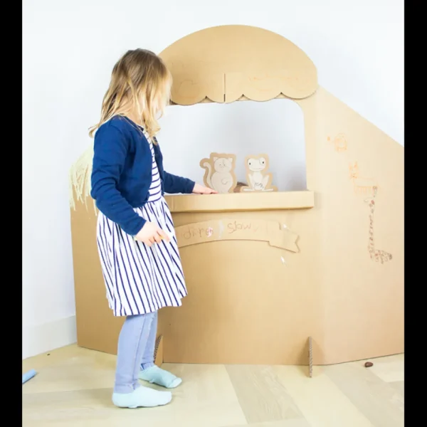 Outlet KarTent Pappkarton-Puppentheater Mit Drei Puppentieren