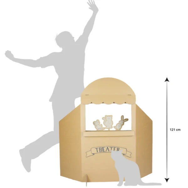Outlet KarTent Pappkarton-Puppentheater Mit Drei Puppentieren